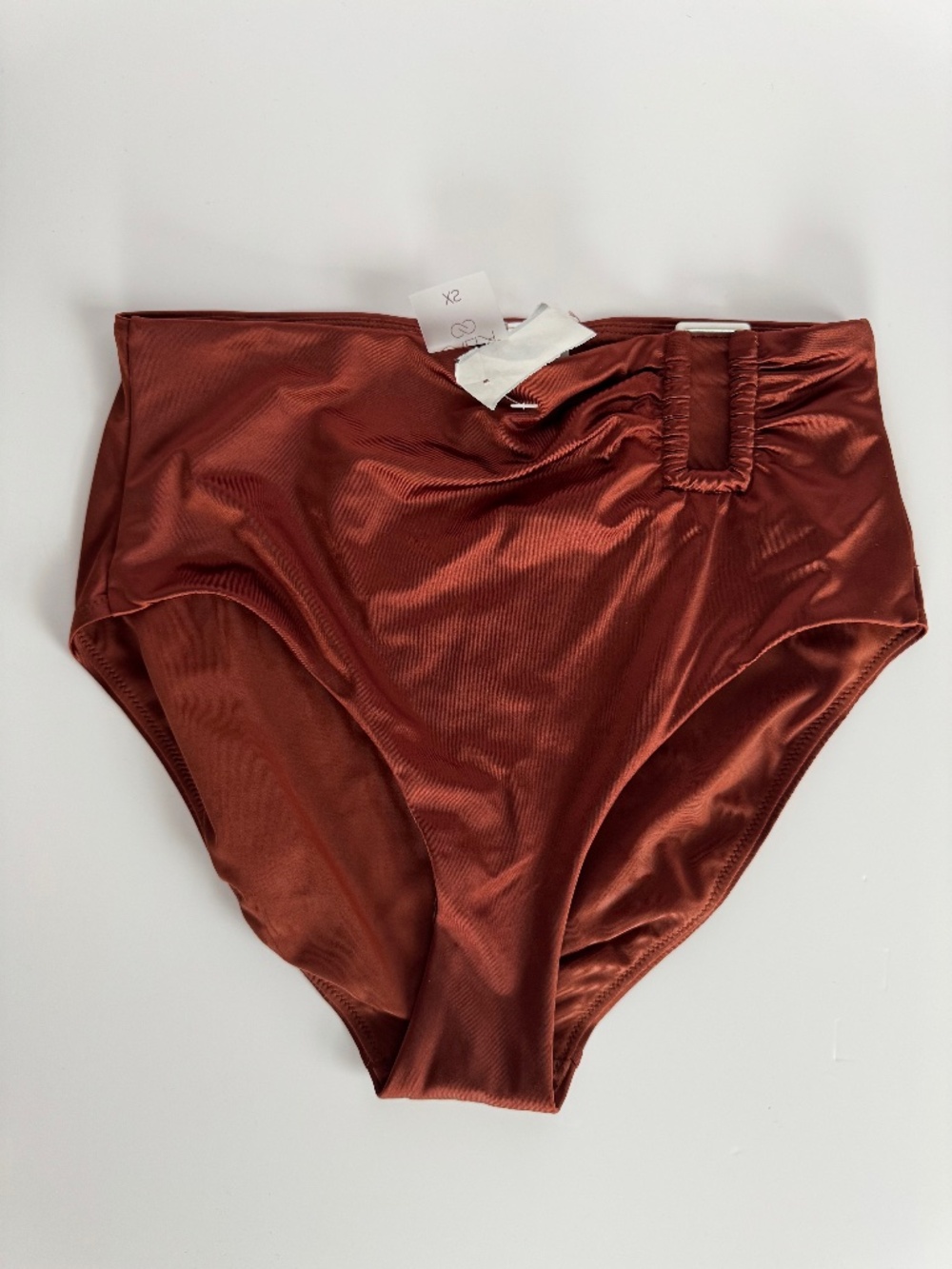 Calia Copper High-Waisted Buckle Bikini Bottom XS NWT